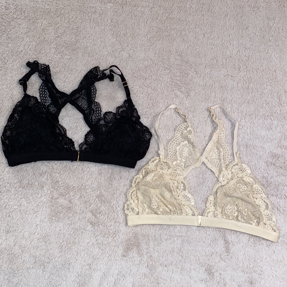 Honeydew Intimates Black and Cream Lace Bralette Set